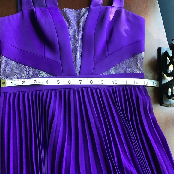 BCBG MaxAzria PlumBerry TENZIN Lace blocked pleated Dress Purple NWOT 0 - Picture 7 of 14